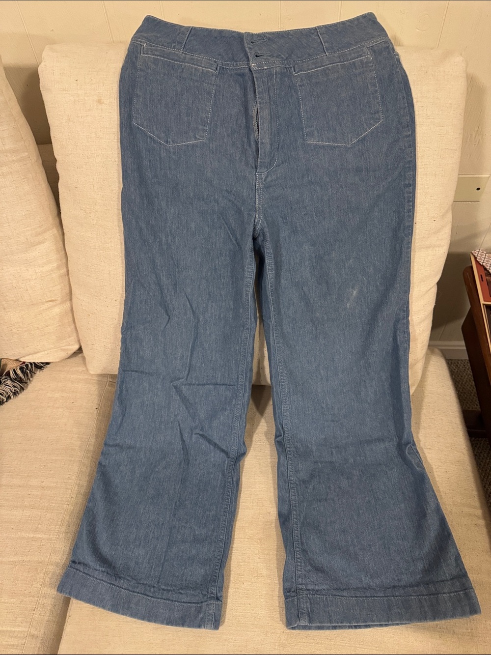 Pilcro By Anthro The Junie High Rise Flare Leg Pants 70s Inspired Linen Blend 27